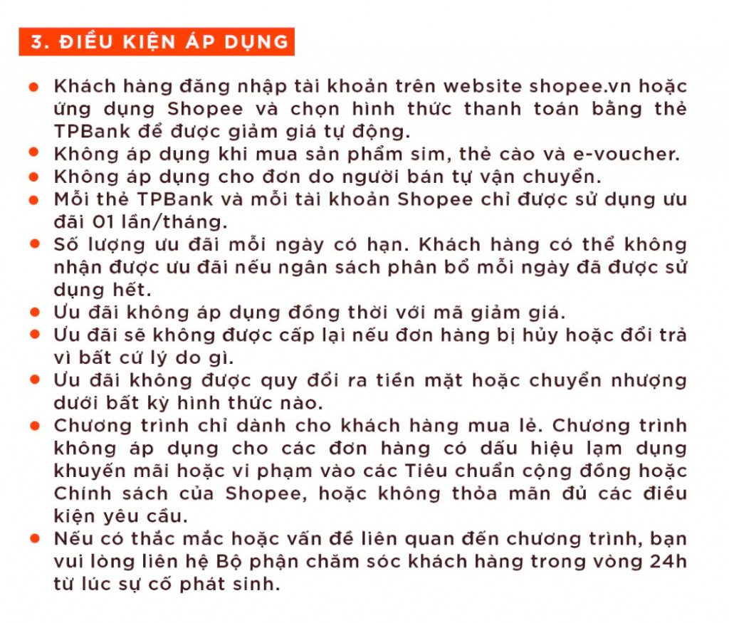 alt text: Điều kiện áp dụng ưu đãi giảm giá Shopee từ ngân hàng