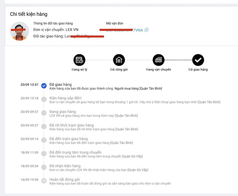 Alt text: Hình ảnh minh họa chi tiết đơn hàng trên website Lazada