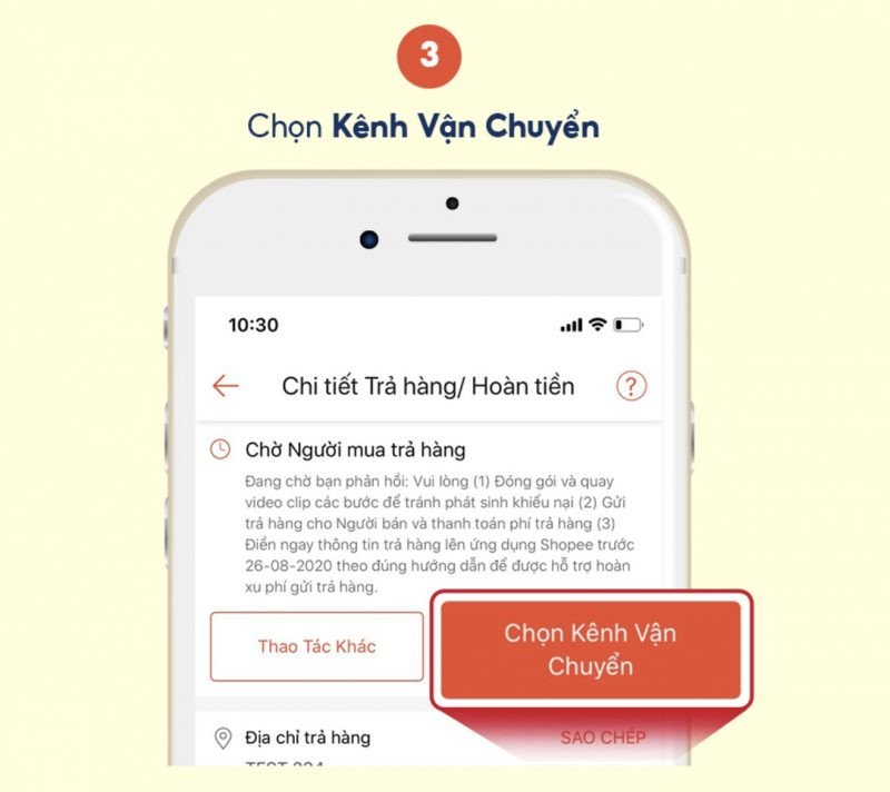 Bấm vào nút Chọn kênh vận chuyển