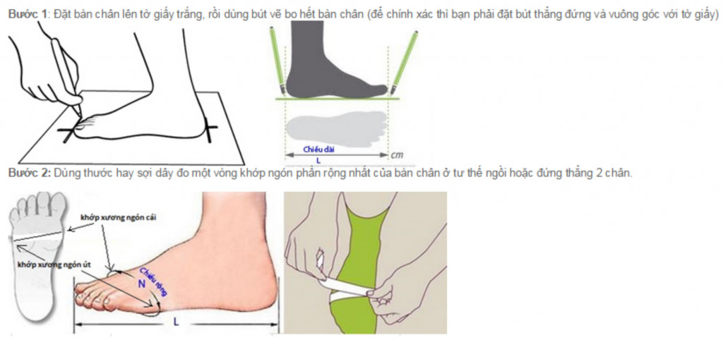 Cách đo size giày US UK EU CM