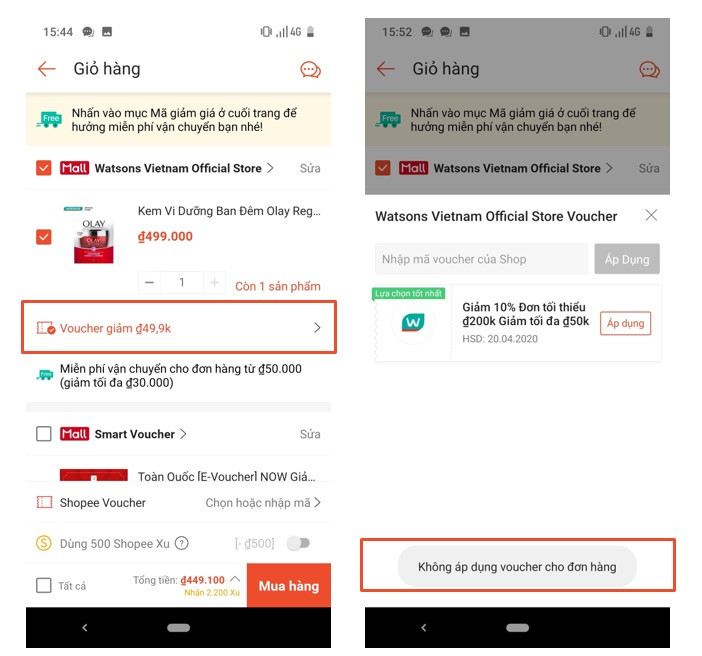 Cách hủy voucher Shopee