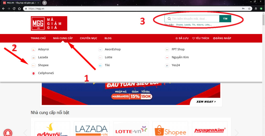 Cách nhập mã giảm giá Shopee tìm mã giảm giá Shopee trên MGG.VN