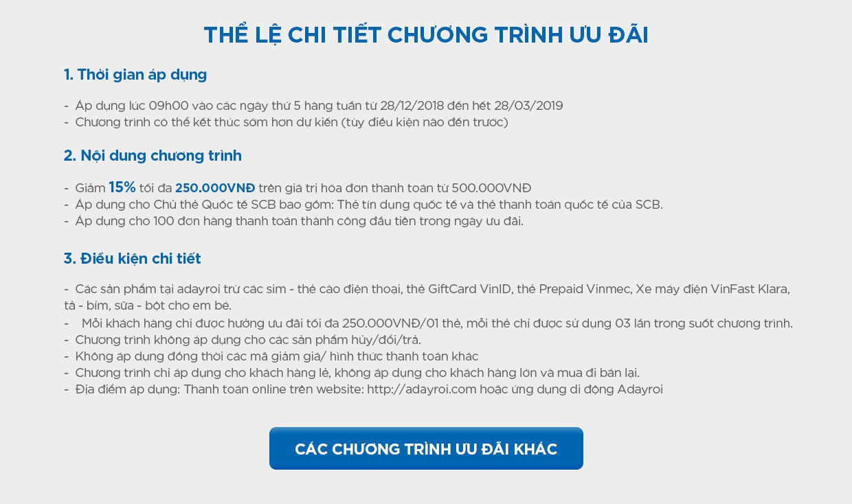 Chi tiết ưu đãi thẻ ngân hàng