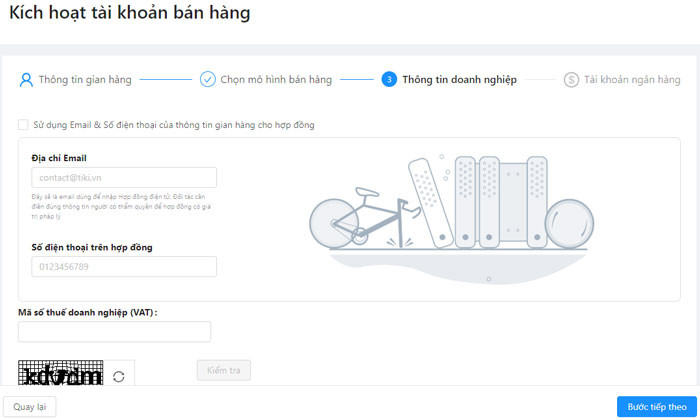 Chọn mô hình và Thiết lập kho hàng Tiki