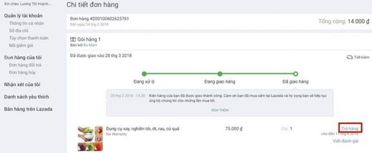 Chọn sản phẩm trả hàng
