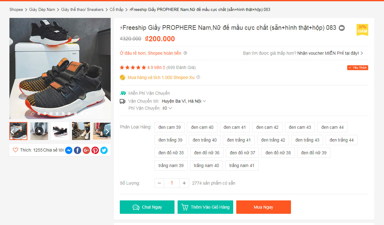 Chọn sản phẩm và thêm vào giỏ hàng
