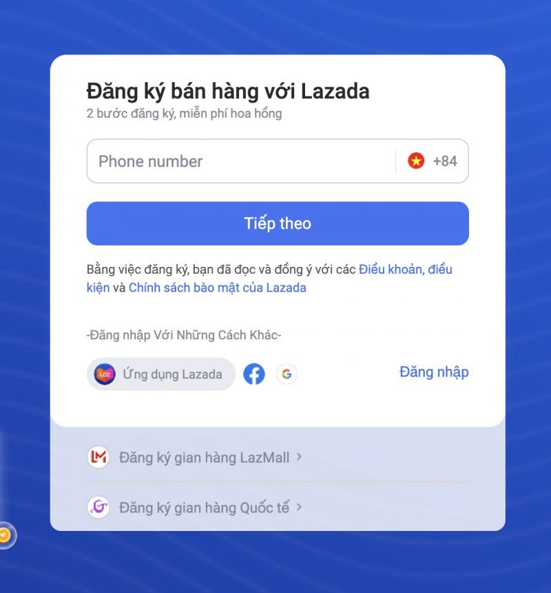 Đăng ký bán hàng trên Lazada