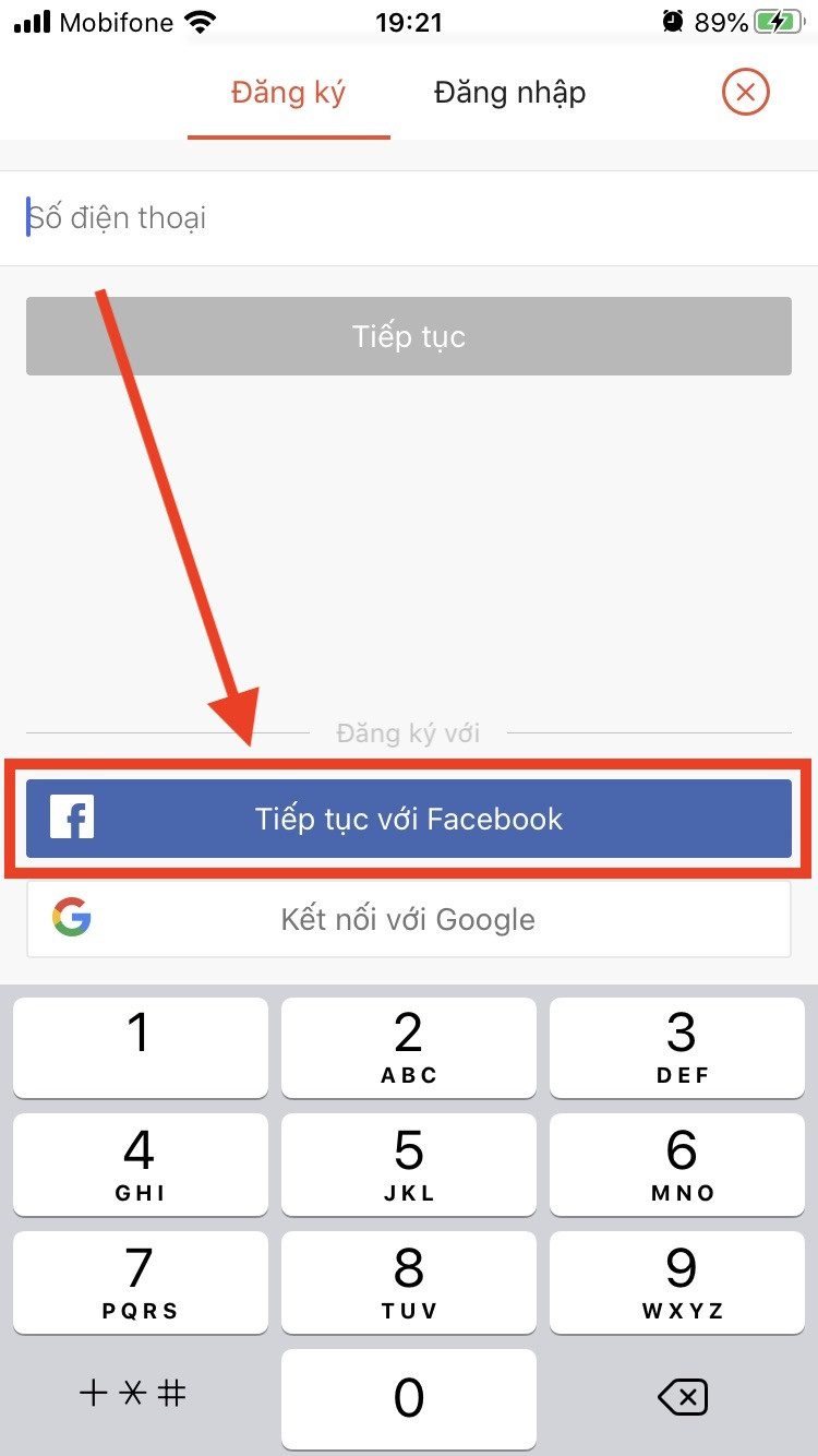 Đăng ký bằng Facebook