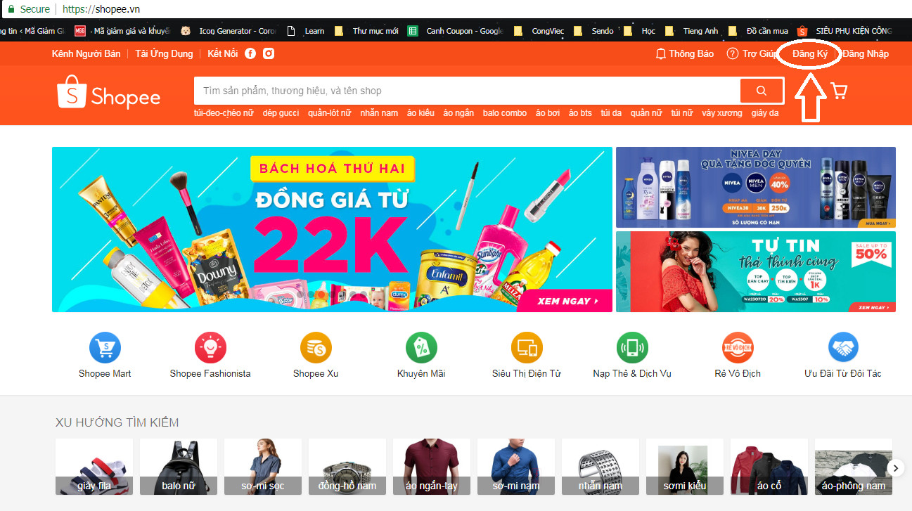 Đăng ký tài khoản Shopee