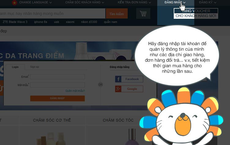 Đăng nhập tài khoản Lazada