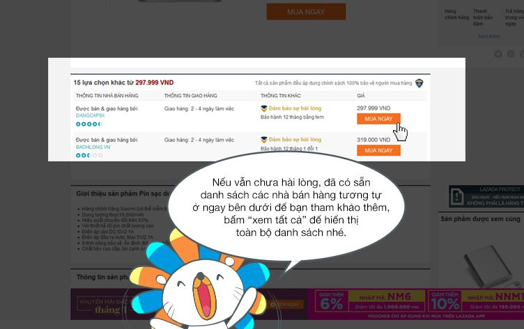 Danh sách nhà bán hàng trên Lazada