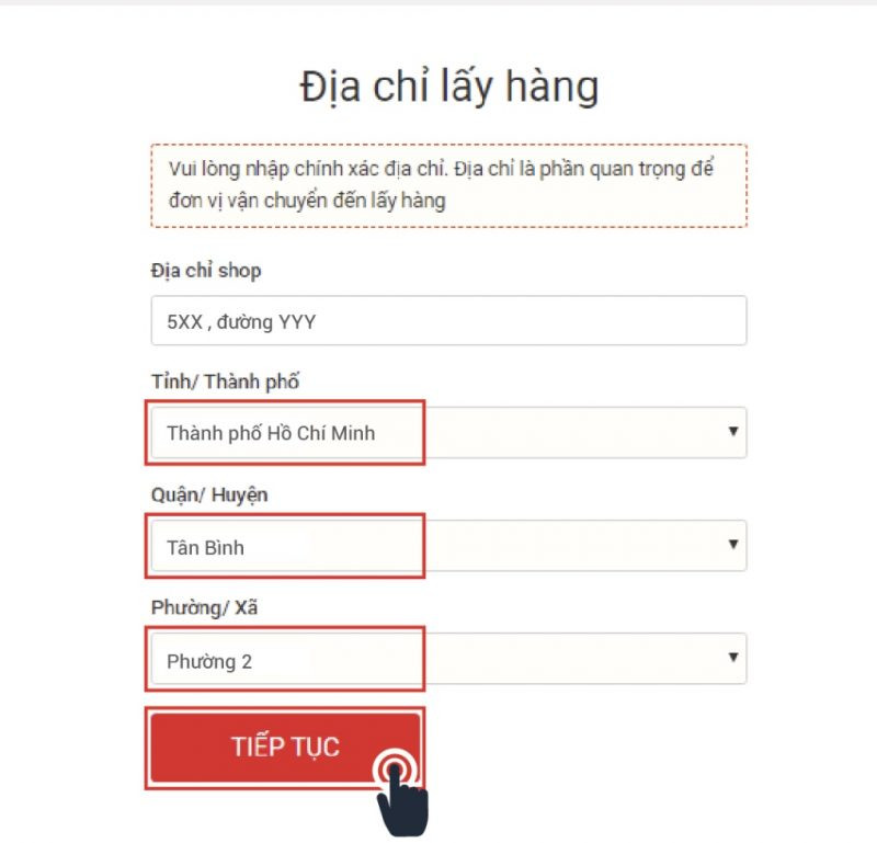 Địa chỉ lấy hàng