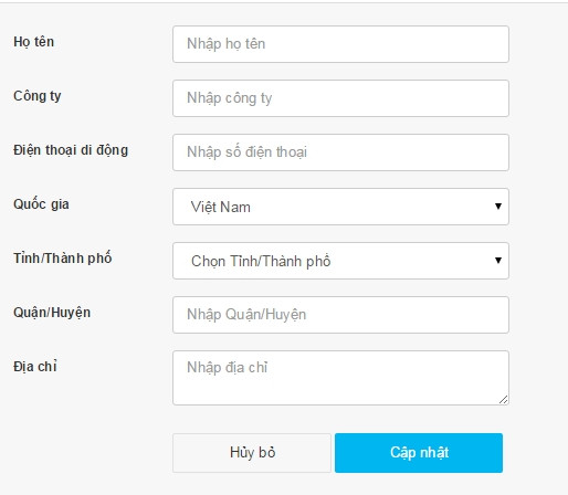 Điền địa chỉ giao hàng trên Tiki