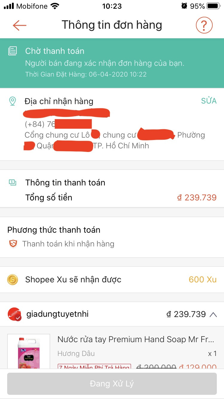 Đơn hàng Shopee bị hủy do người bán không xác nhận