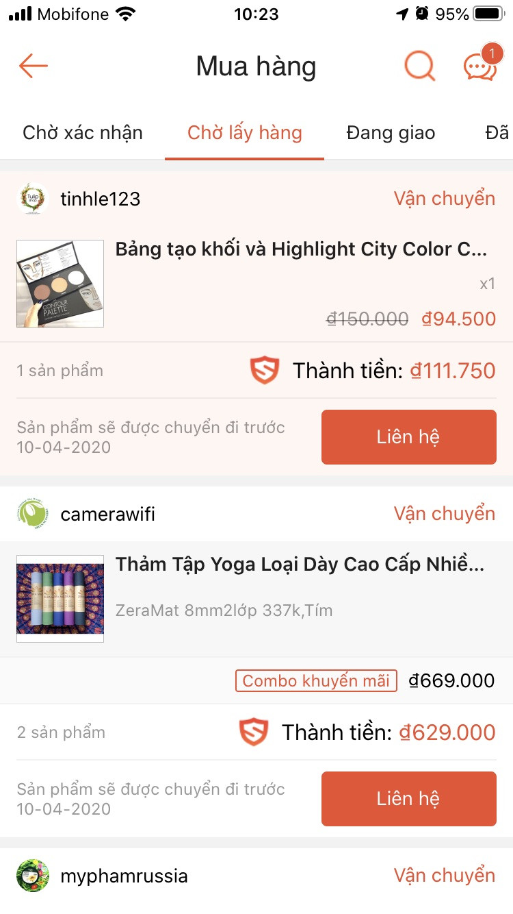 Đơn hàng Shopee ở trạng thái Chờ Lấy Hàng