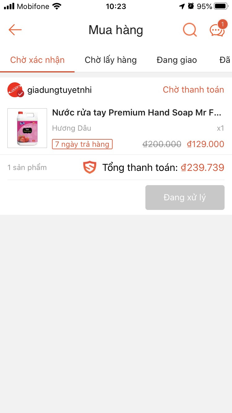 Đơn hàng Shopee ở trạng thái Chờ Xác Nhận