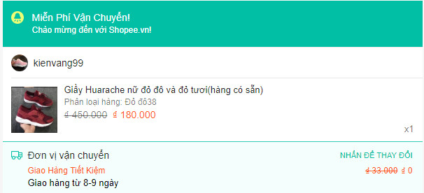 Freeship đơn hàng 180k và có phí ship dưới 40k