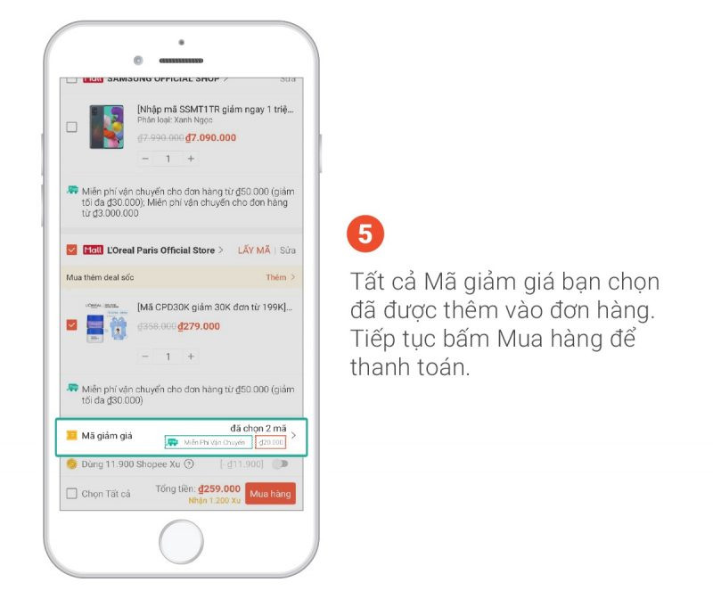 Giao diện thanh toán Shopee trên điện thoại