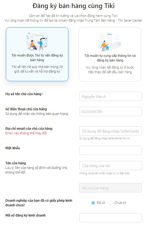 Hướng dẫn bán hàng Tiki, nhờ Tư vấn