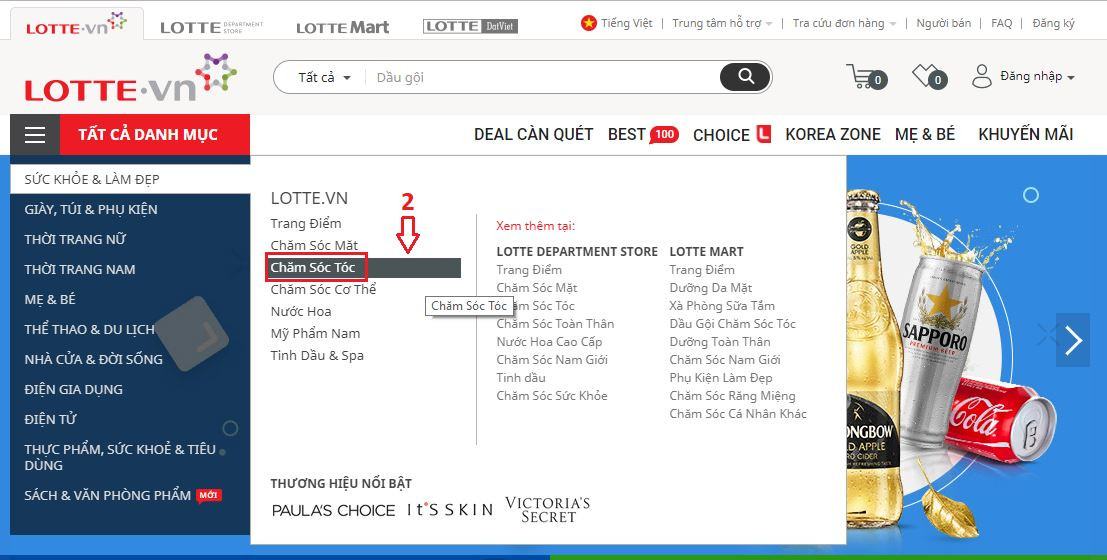 Hướng dẫn đặt hàng lotte.vn