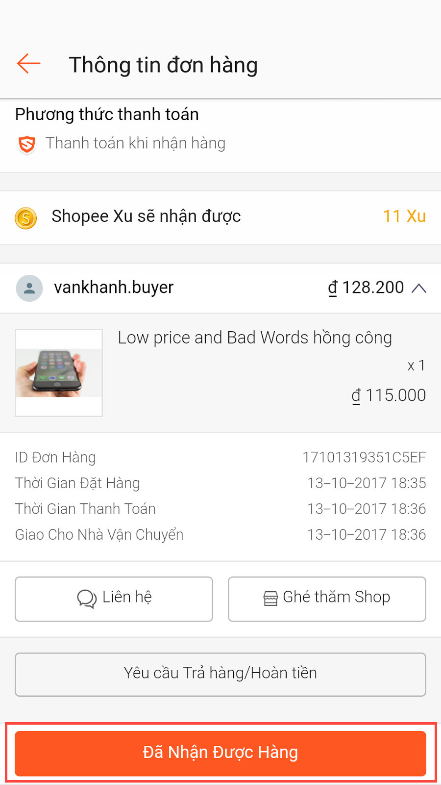 Hướng dẫn đổi trả hàng Shopee, không nên bấm nút đã nhận được hàng