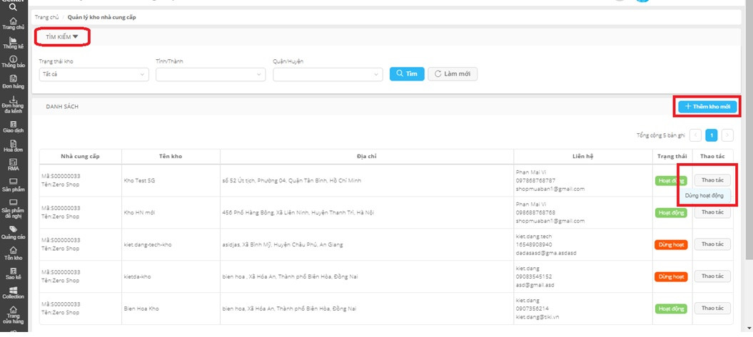 Hướng dẫn Tiki bán hàng, thao tác trên kho hàng
