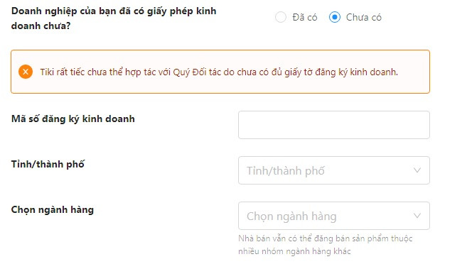 Hướng dẫn Tiki cung cấp giấy phép kinh doanh và giấy tờ