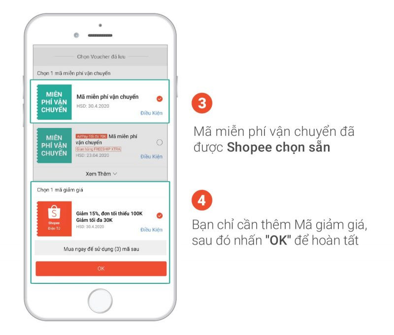 Lựa chọn mã giảm giá Shopee