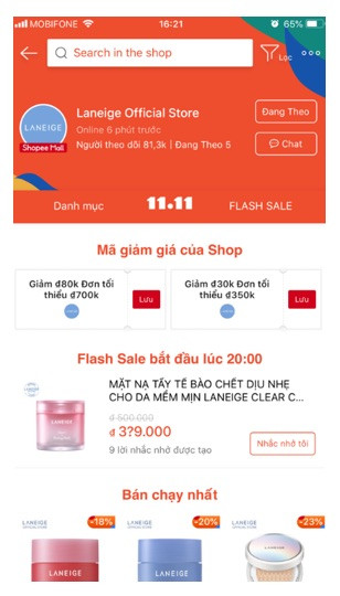 Lưu mã giảm giá từ gian hàng Shopee