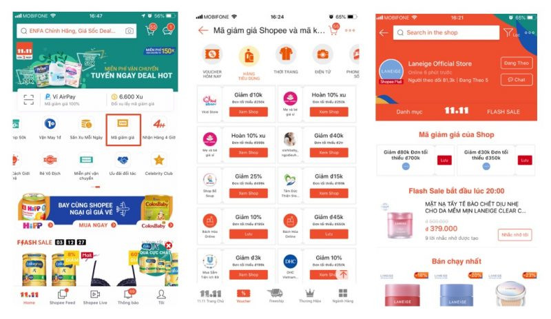 Lưu mã giảm giá từ shop yêu thích trên Shopee