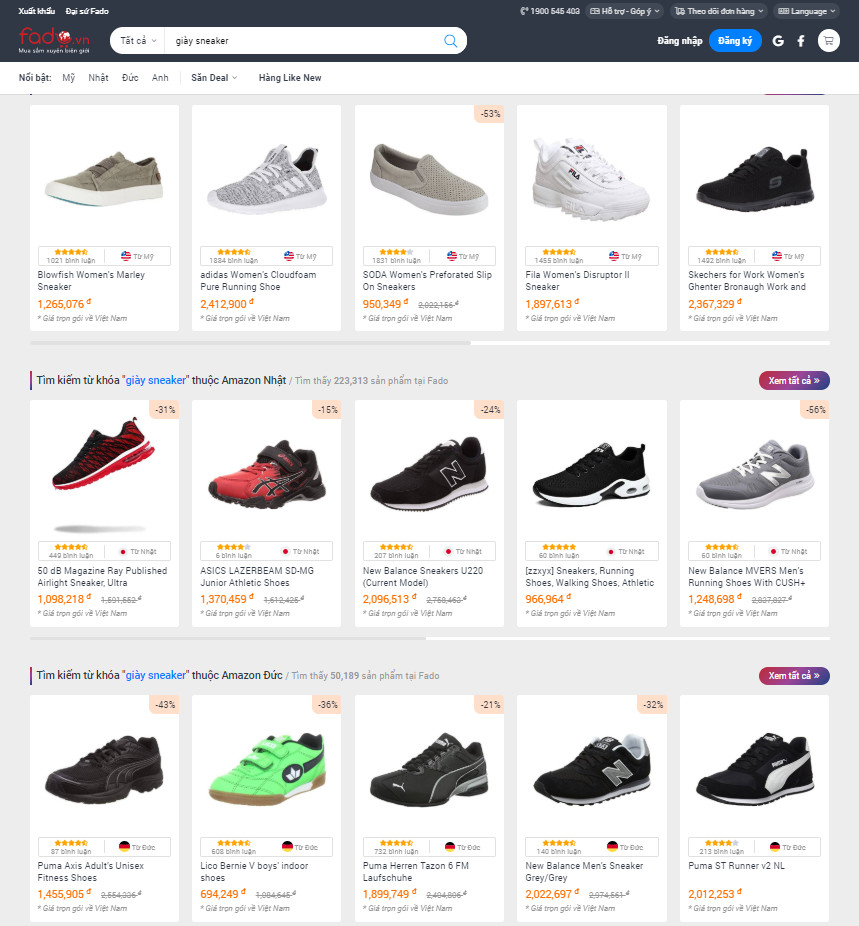 Mua các loại giày chính hãng trên Fado