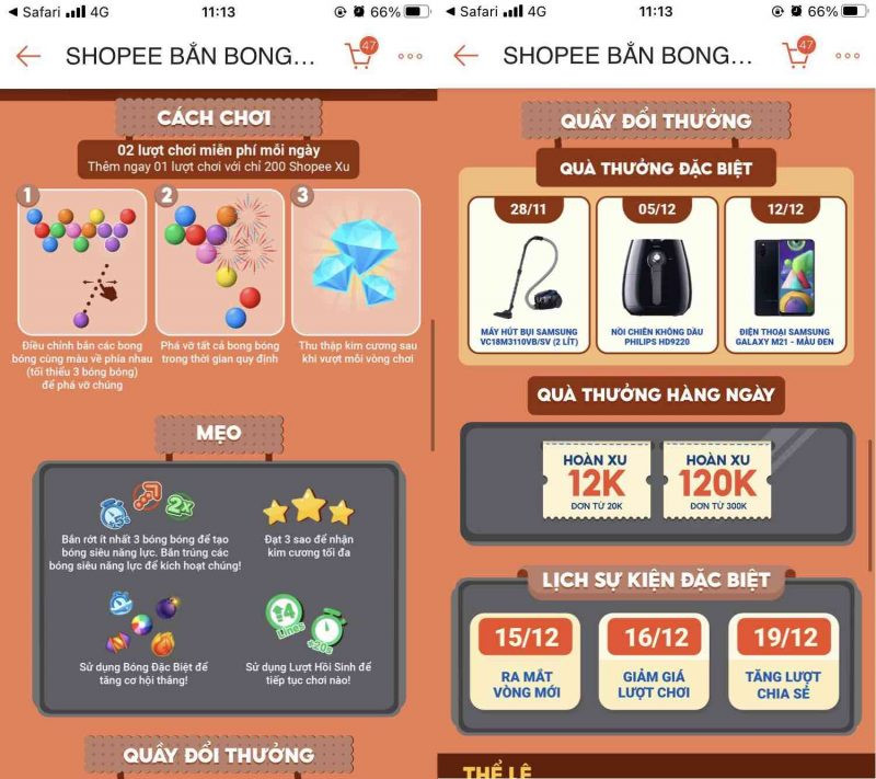 Mua lượt chơi bằng Shopee Xu