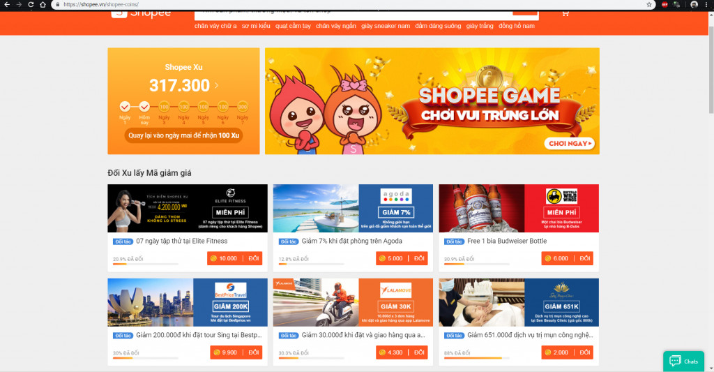 Ngoài ra Shopee Xu còn dùng để đổi lấy voucher giảm giá