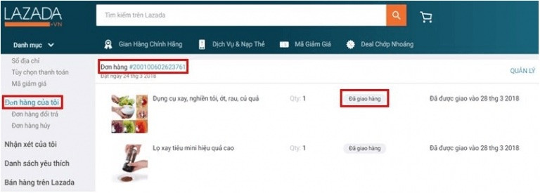 Quản lý đơn hàng Lazada