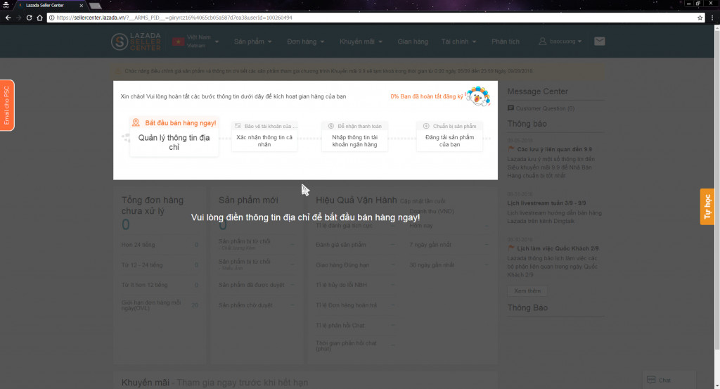 Quản lý thông tin địa chỉ trên Lazada