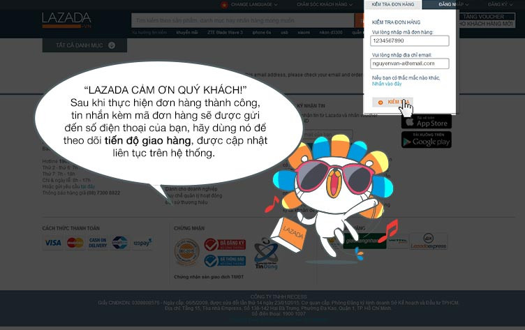 Theo dõi tiến độ giao hàng trên Lazada