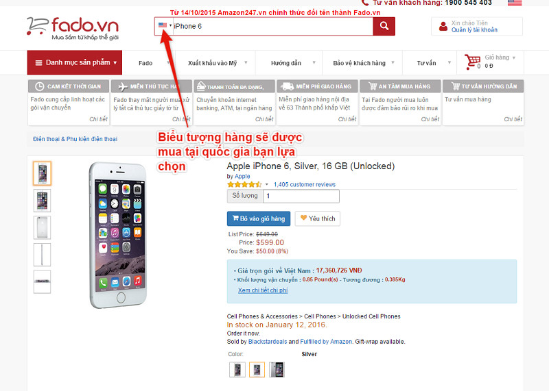 Tìm kiếm sản phẩm trên Fado