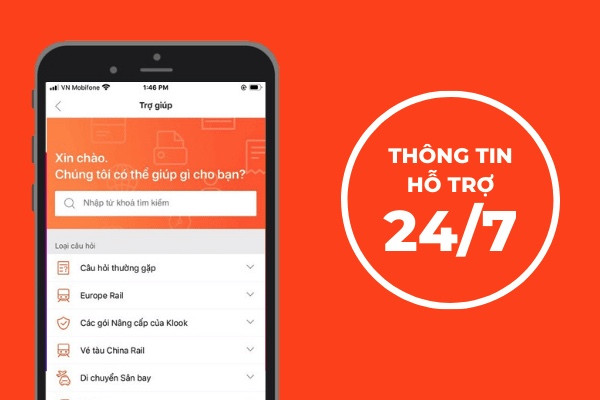 Tổng đài Klook hỗ trợ 24/7
